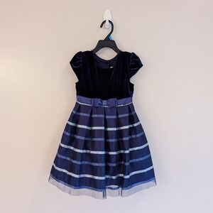 Jona Michelle Navy and Silver Striped Dress